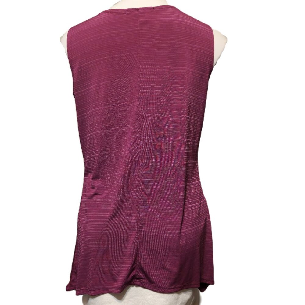 ❤️ 4/$20 Suzie in the City tank top Women's large Purple black V-neck front zip - Picture 9 of 13